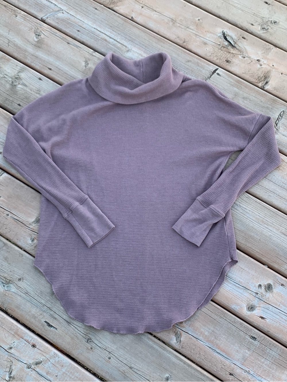 The Group by Babaton Thermal Cowlneck Longsleeve Purple Size Small Waffle Knit